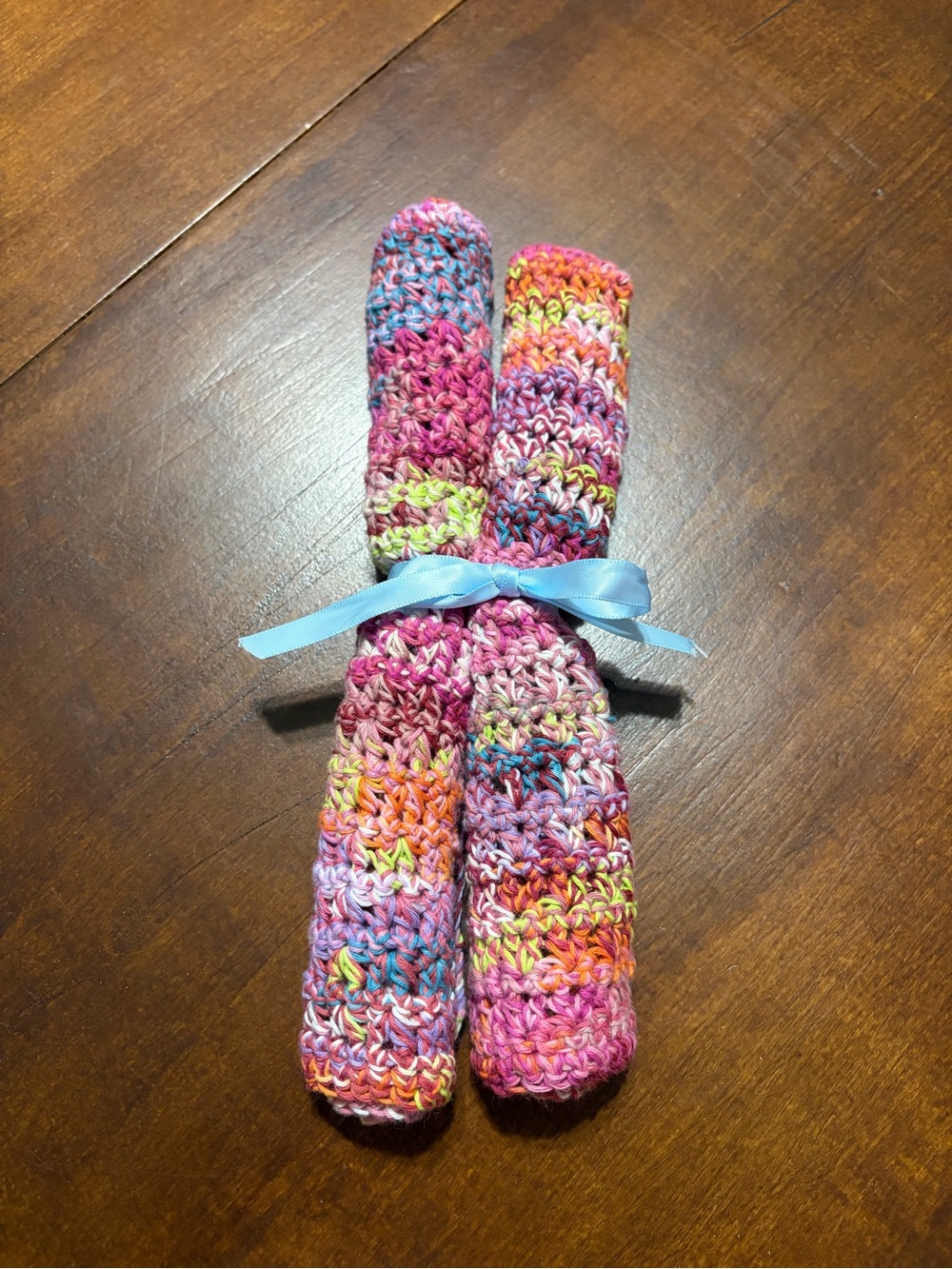 Hand-Crocheted Multicolor Cotton Dishcloth Set